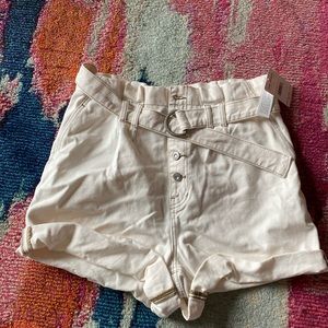 Free People White Cindy Utility Shorts. NWT